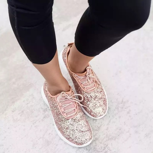 Women’s rose gold sparkly sneakers - Picture 2 of 3